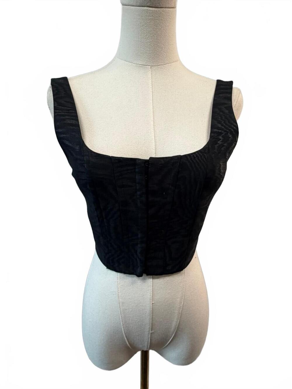 EUC Alice + Olivia Black Sheer Corset Bustier Crop Top Size 0